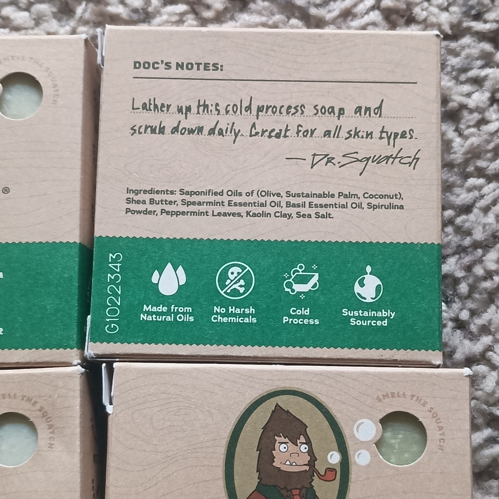 Dr. Squatch Men Spearmint Basil Bar Soap Zero Grit Multipack 5 oz Bars X6