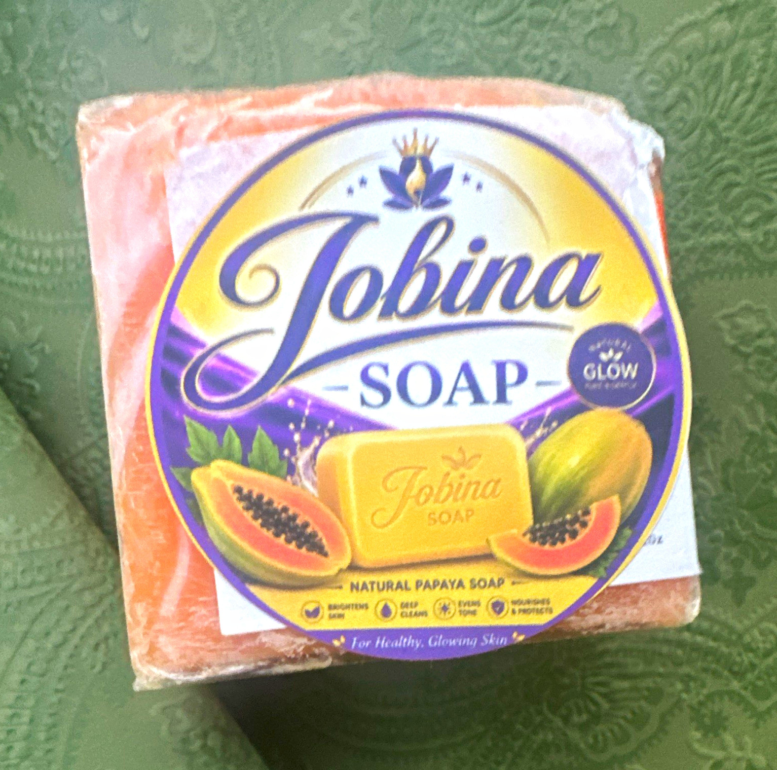 Jobina Glow Natural Papaya Soap Bar Exfoliating Deep Clean Face & Body 200g