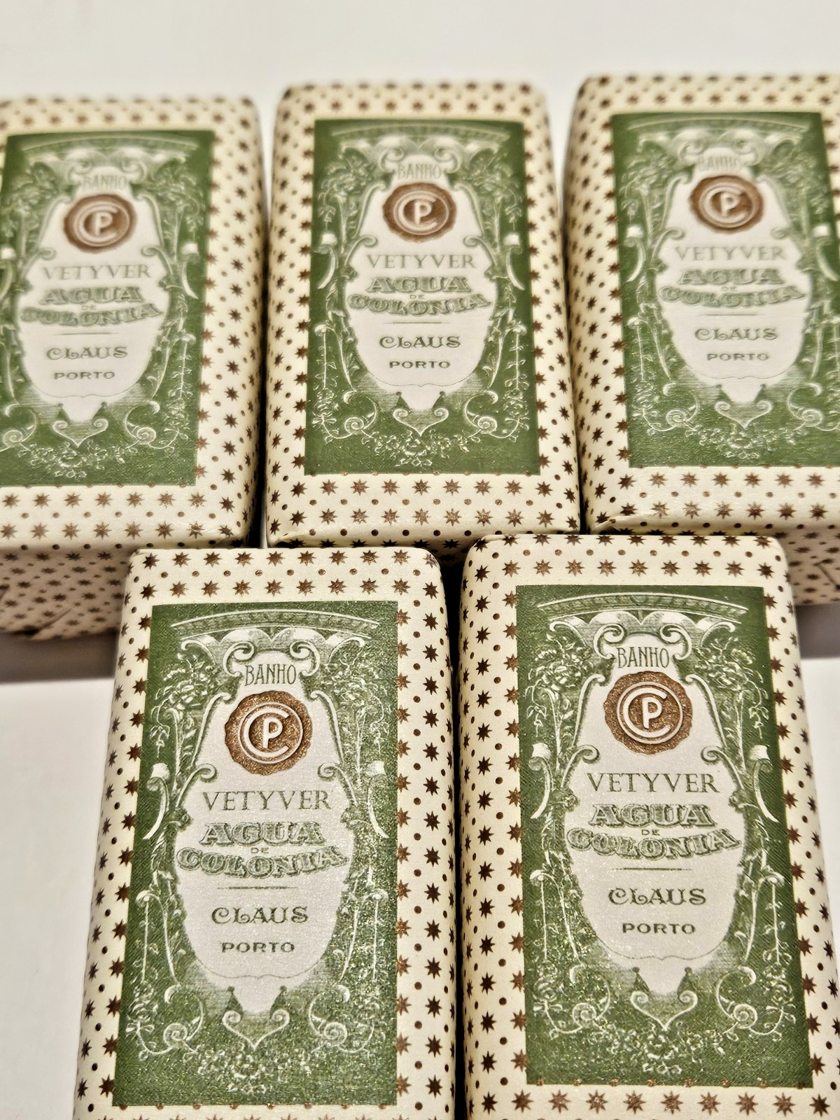 Claus Porto Vetyver Aqua Colonia Luxury Mini Soaps Set of 5 New Sealed Ea. 1.8oz