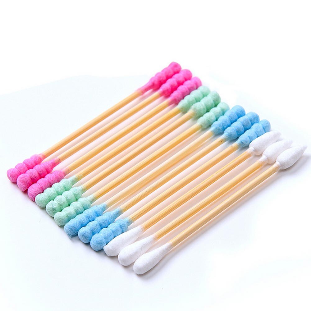100PCS Cotton Swabs Swab Applicator Q-tips Double Tip Wooden Sticks Ear Clean