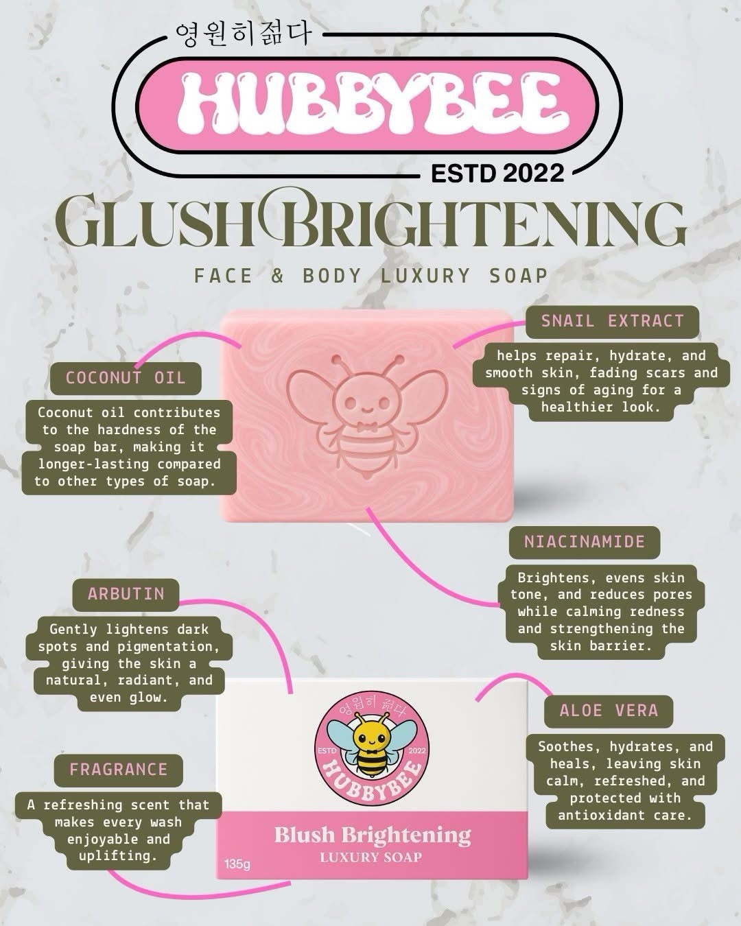 Hubby Bee Glush Brightening Luxury Soap 135g X 2soap