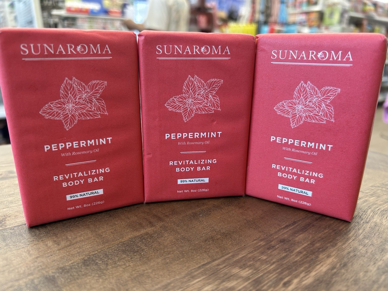 Sunaroma Revitalizing Body Bar – Peppermint With Rosemary Oil, 8oz (Pack of 3)