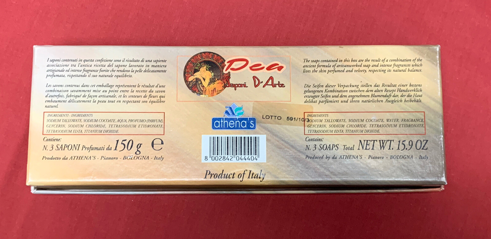 Vintage Set Of 3 ATHENAS ART SOAP BARS ITALY