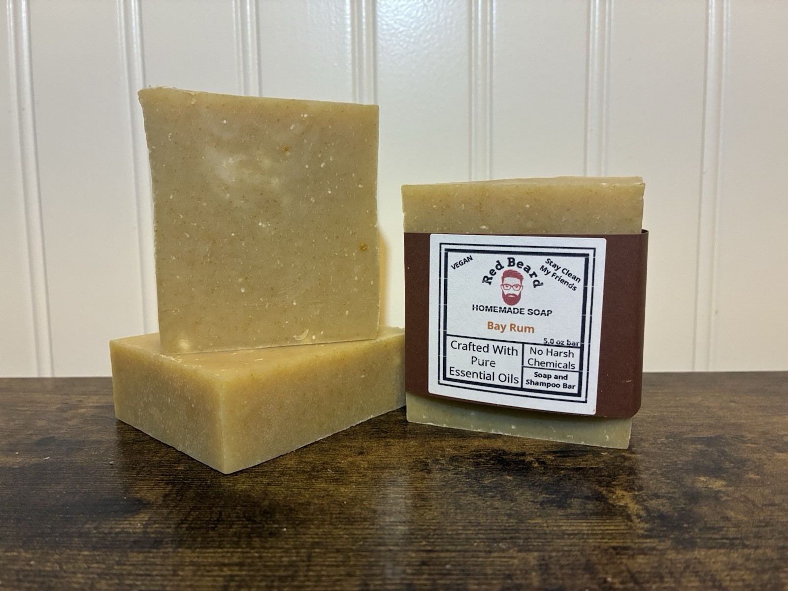 Red Beard Bay Rum Soap & Shampoo Bar 5oz Vegan Pure Essential Oils Unisex