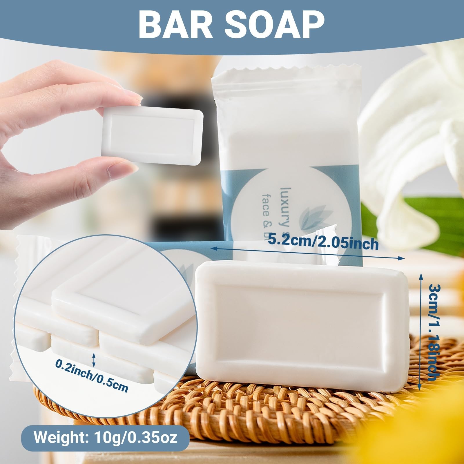 200 Pcs Mini Bar Soap Bulk – 0.35oz Individually Wrapped Travel Size Hotel Toile