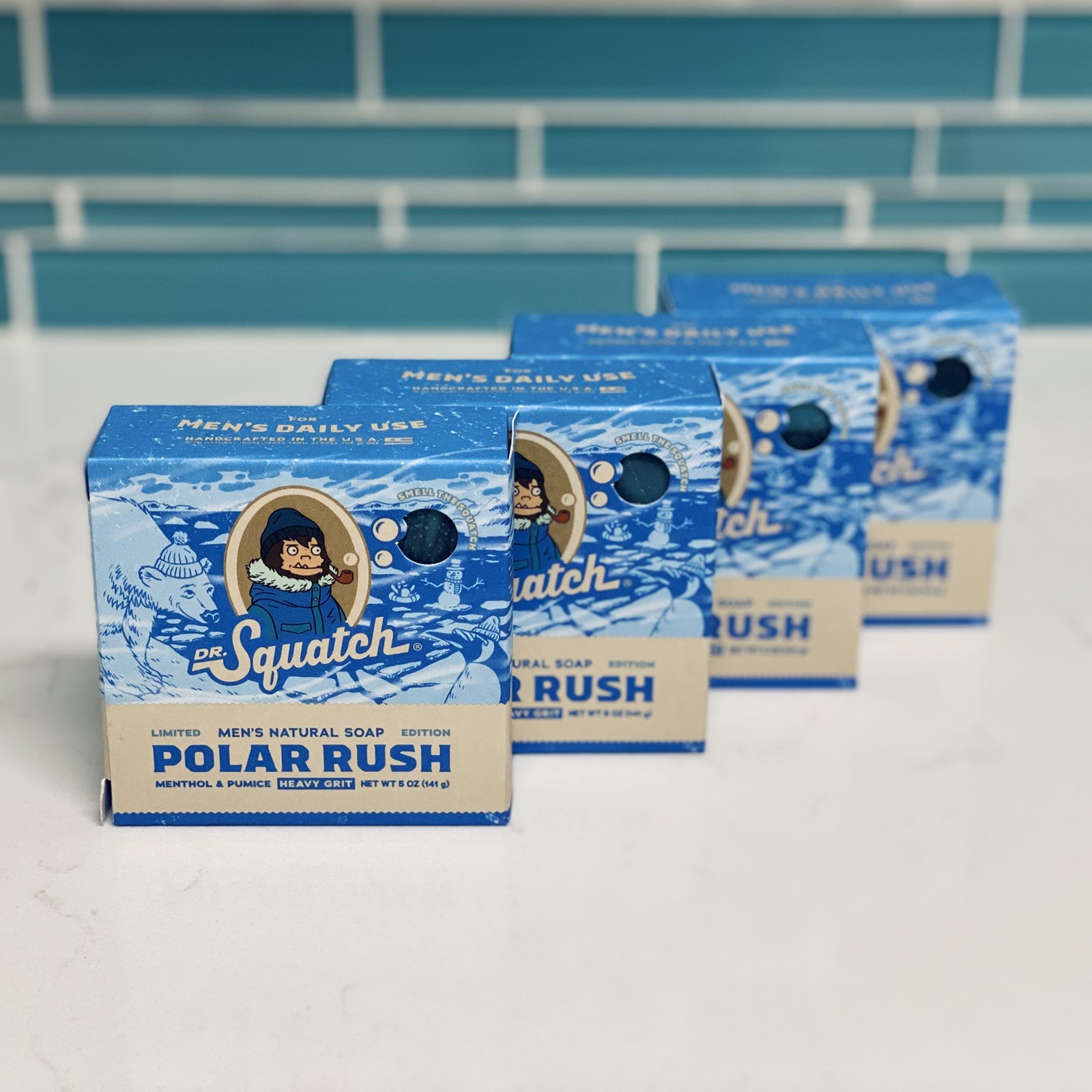Lot Of 4 Dr. Squatch Polar Rush Mens Natural Bar Soap Limited Edition Rare 5 oz