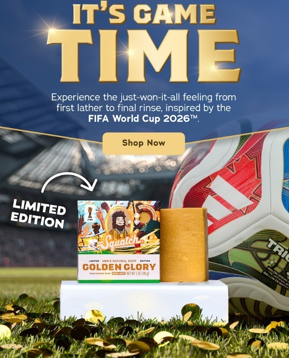 NEW SCENT!! 2 PACK Dr Squatch GOLDEN GLORY FIFA WORLD CUP Limited Edition Bar!