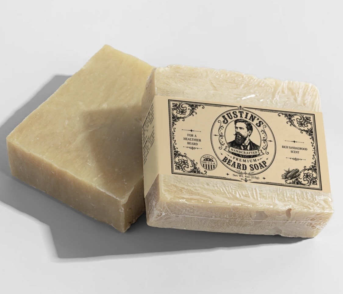 Justin’s Beard Soap Bar Handcrafted Premium Quality, Rich Sandalwood Scent, 4 oz
