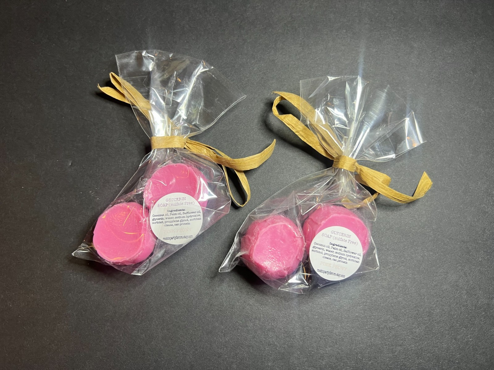 Set of 2 Pink Mini Floral Peony Flower Shaped Vegan Glycerin Soaps .9oz