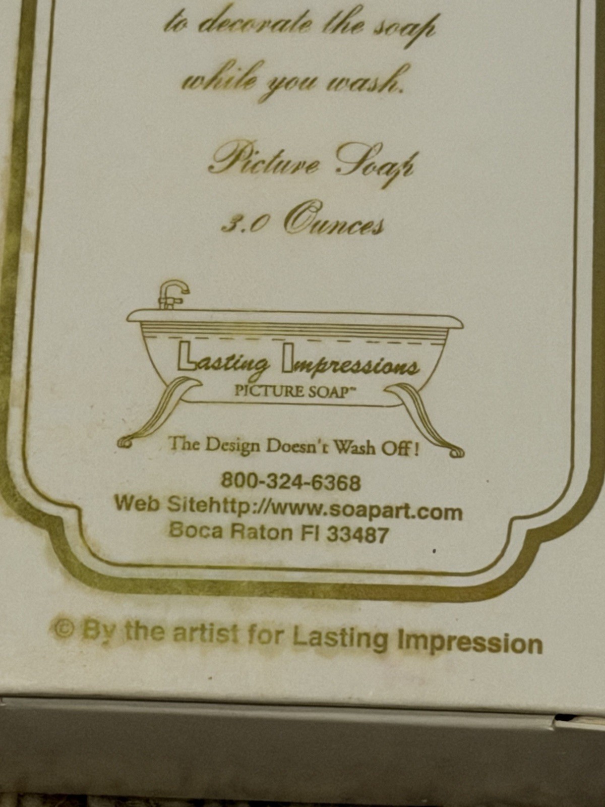 SoapArt Lasting Impressions Picture Soap Bar, Rose Scent, White 3 oz, USA made