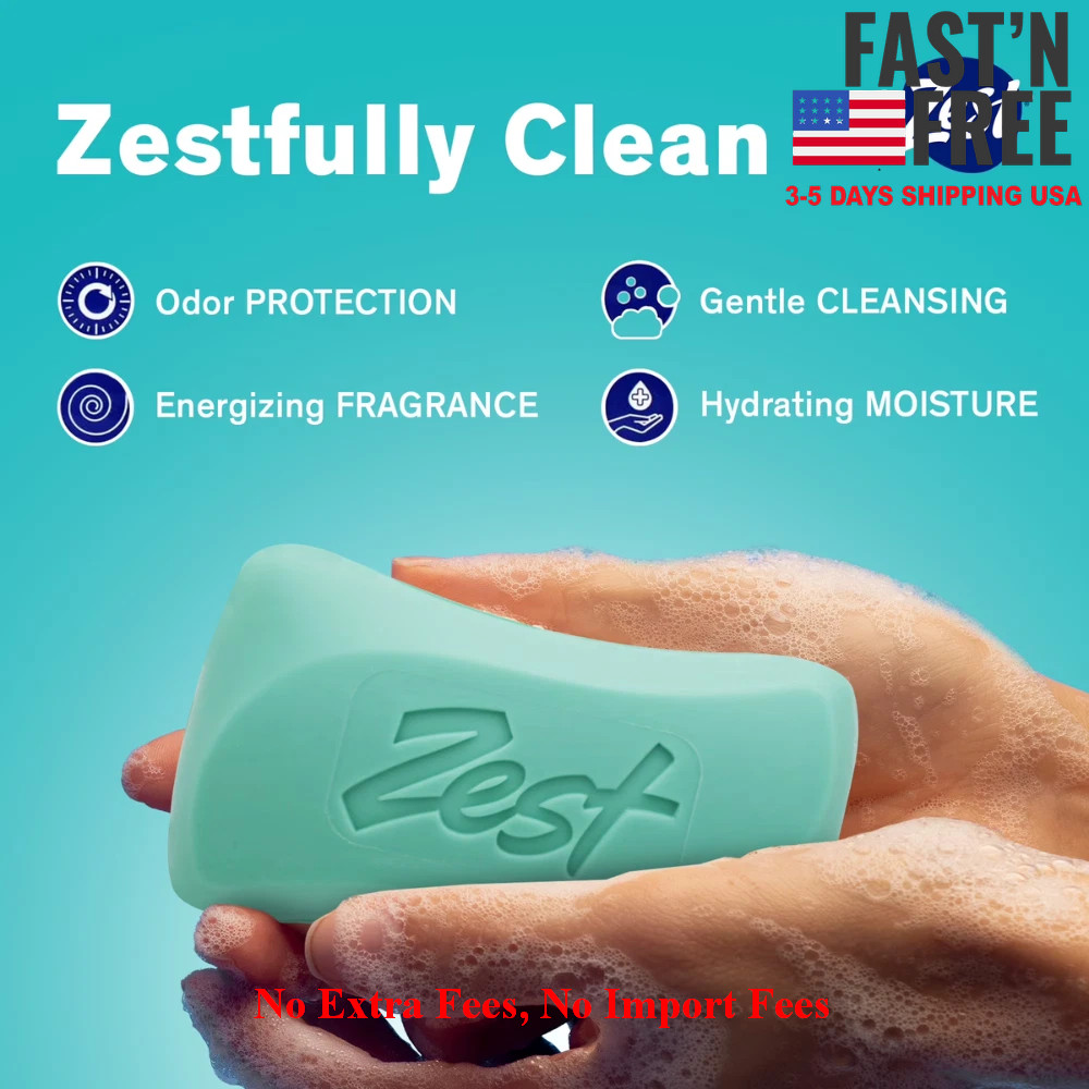 Zest Deodorant Bar Soap Hydrating Moisture Aqua 4oz, 64 Bars Total, for All Skin