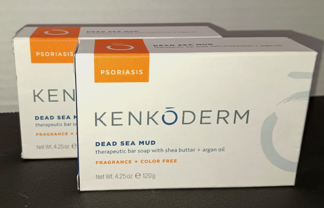 Kenkoderm Psoriasis Dead Sea Mud Soap w/ Argan Oil & Shea ~ 4.25 Oz (Pack of 2)