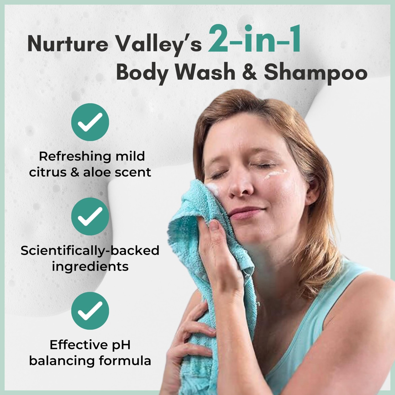 Nurture Rinse Free Body Wash & Shampoo with Aloe | 8.5 Fl Oz (Pack of 3)