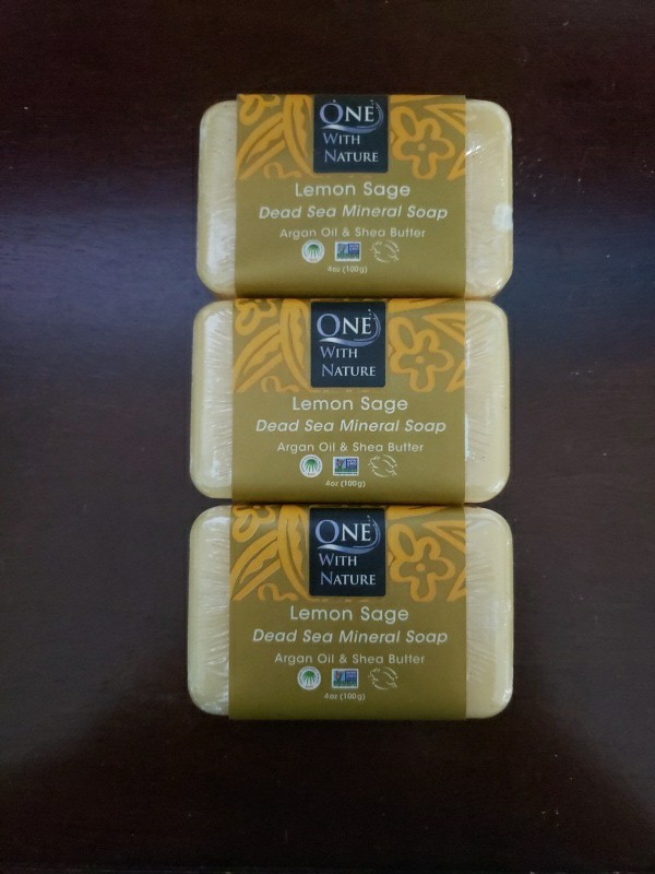 One With Nature Lemon Sage Dead Sea Mineral Soap, 7 Ounce 3 Bars.