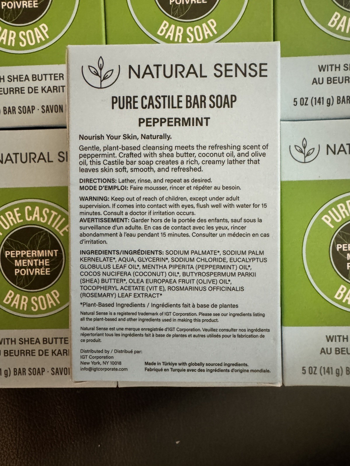 Lot 10 Pure Castile Soap Bars, Peppermint w/ Shea Butter, Olive & Coconut Oils