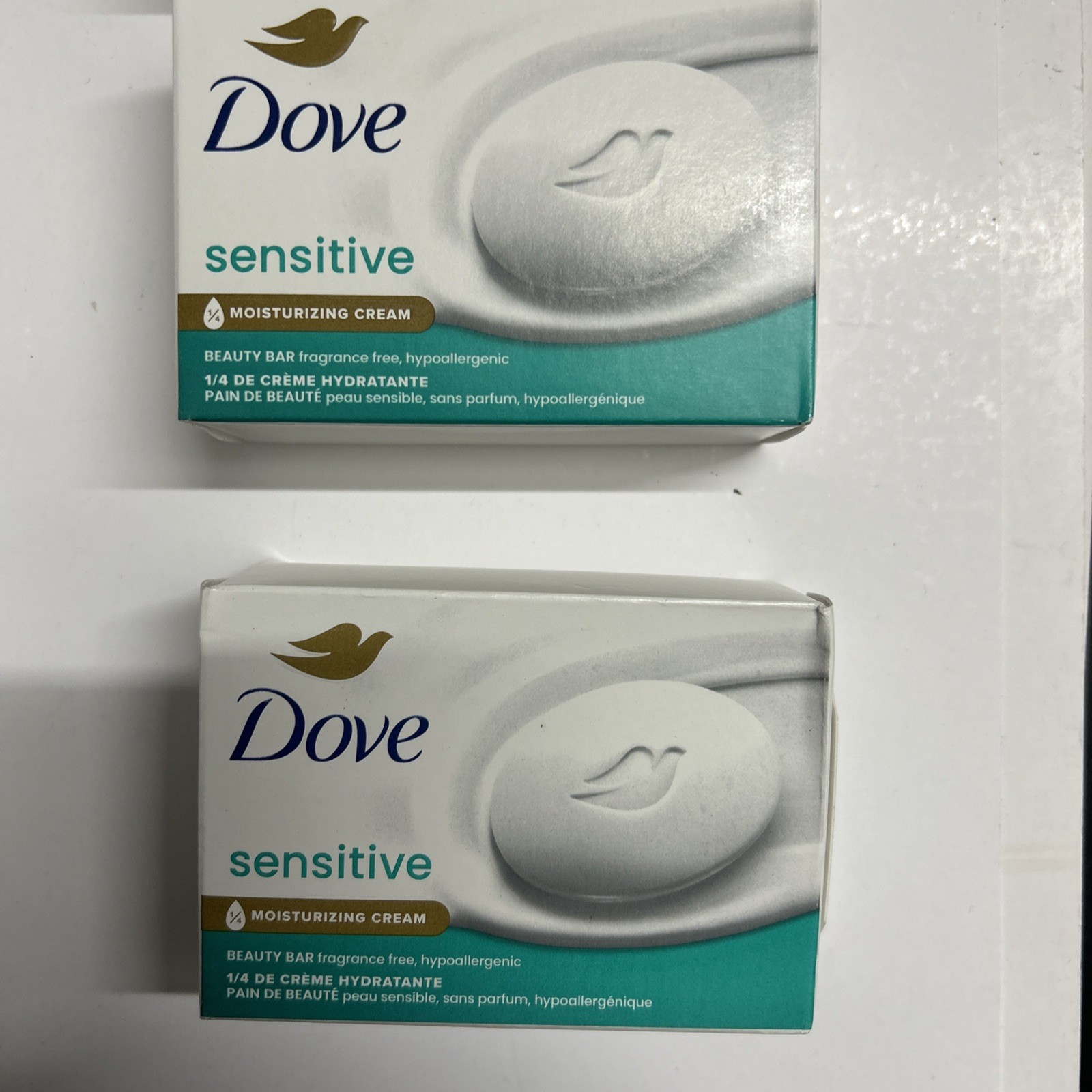 Dove Sensitive Beauty Bar 3.75oz Soap 3 Bars with 1/4 Moisturizing Cream