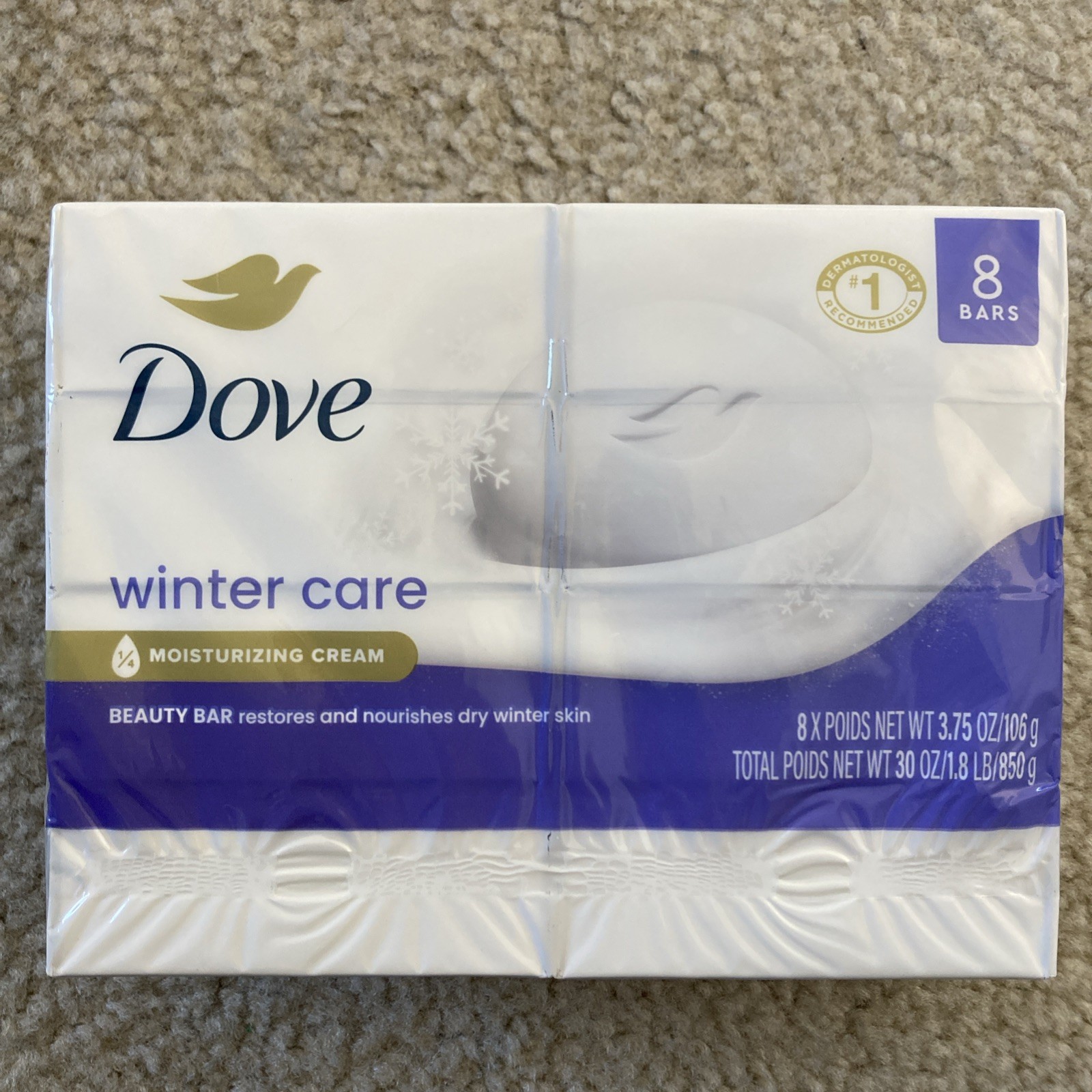 Dove Winter Care Moisturizing Cream Beauty Bar 8 x 3.75 oz NOS Discontinued!