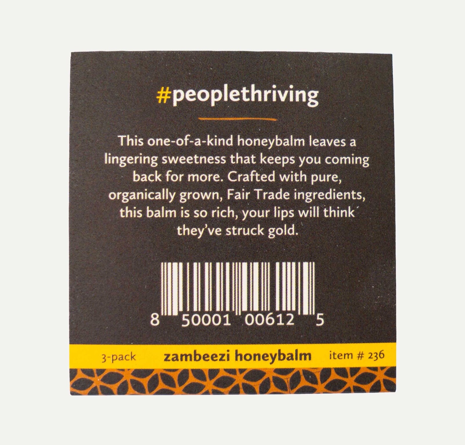 3 pack Zambeezi Organic Fairtrade Beeswax Lip Balm – Zambia, Africa Honeybalm