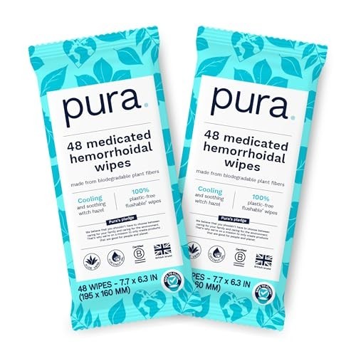 XL Flushable Hemorrhoid Wipes, 2 Packs of 48 (96 Wipes), Extra Large Medicated W