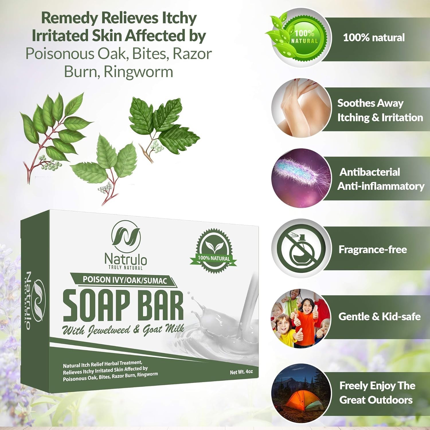 Poison Ivy Soap Bar With Jewelweed For Natural Itch Relief And Soothing Skin