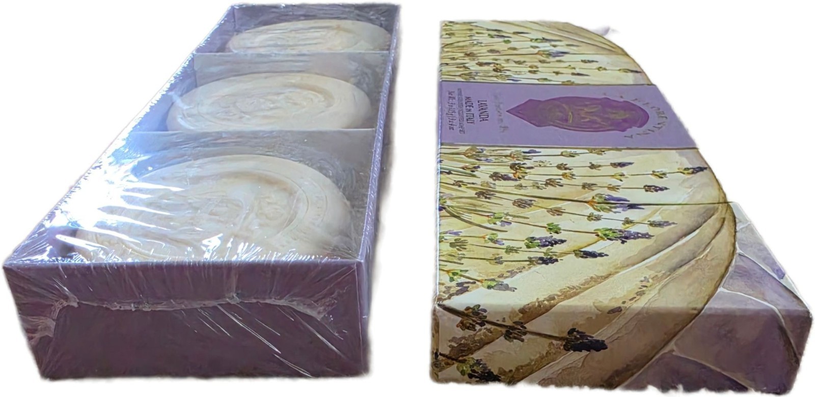 La Florentina Lavender Sculpted Soap Set Made in Italy 3x115g 4oz New NIB Sealed