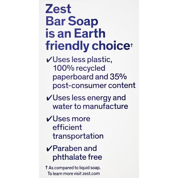 Zest Cocoa Butter & Shea Bar Soap, for All Skin Types, 4 oz, 8 Bars