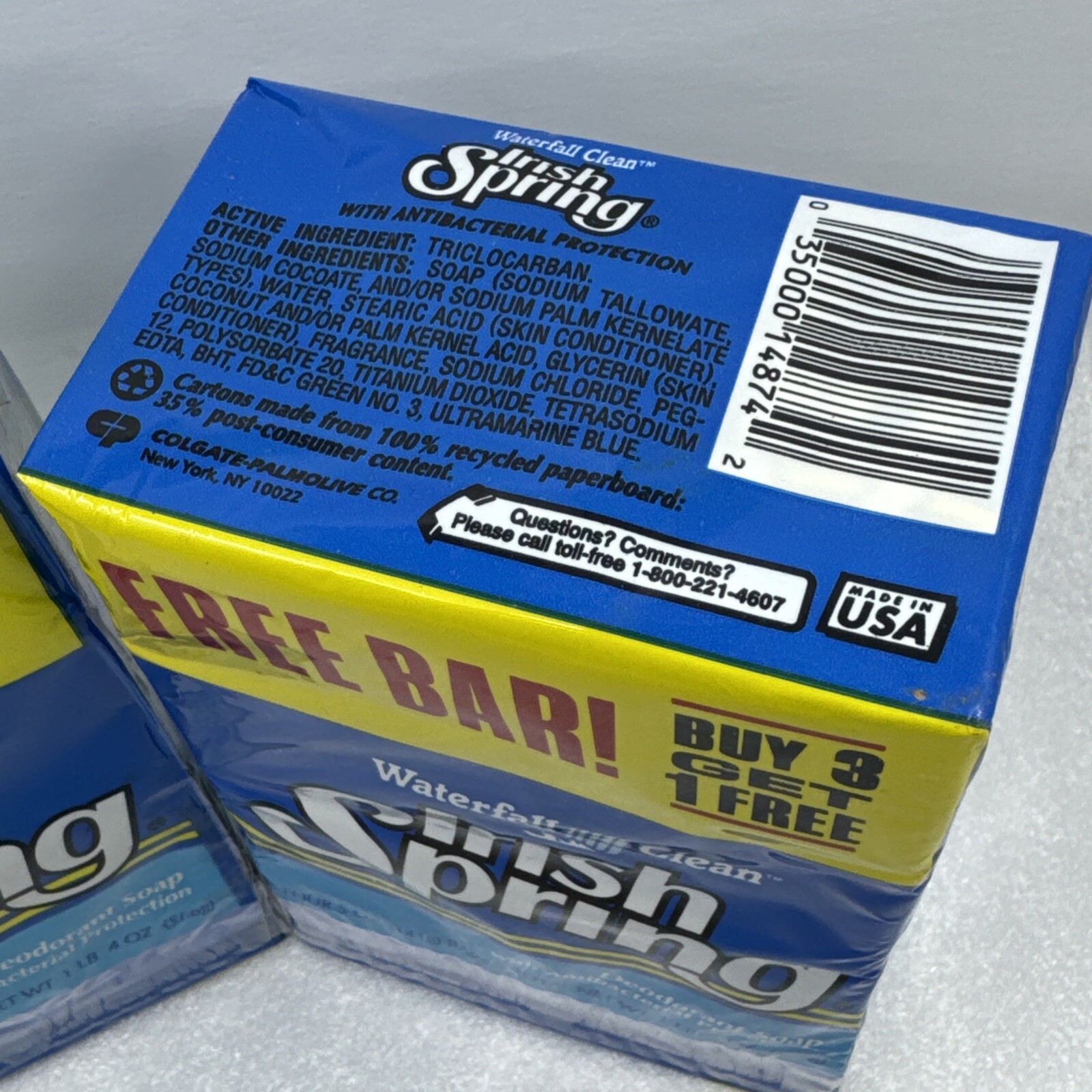 Lot Of 2 – 4 Packs Vintage Irish Spring WATERFALL CLEAN Soap 8 Bars Total 5oz