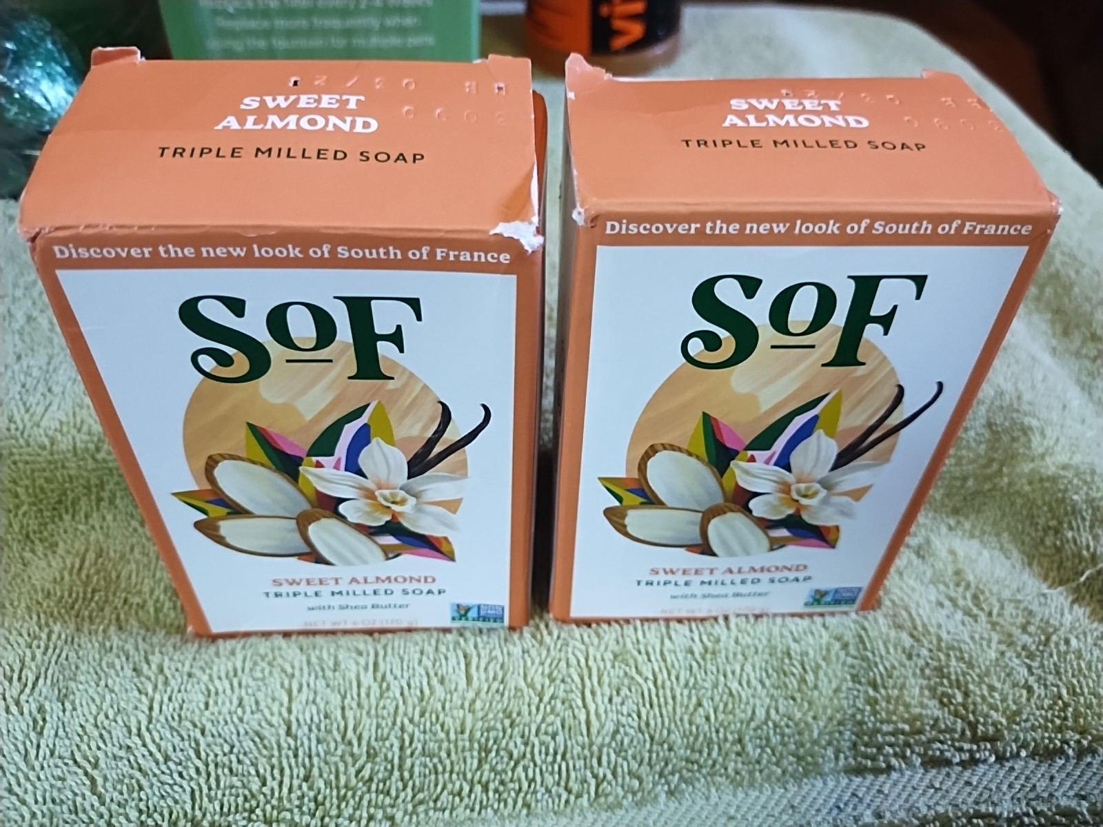 South of France Soap 2 Bars Sweet Almond Triple Milled Shea Butter 6 oz Non Gmo