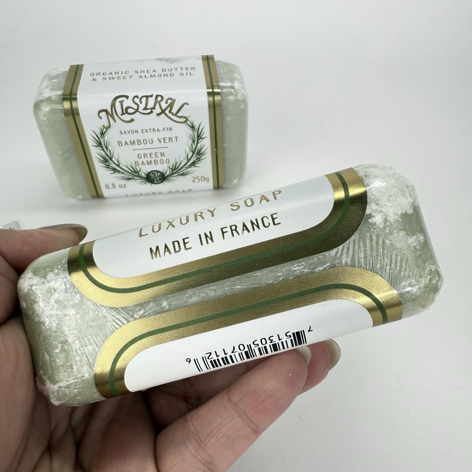 2x Mistral GREEN BAMBOO Pure Vegetable Soap Bar 8.8oz France French Organic Lot