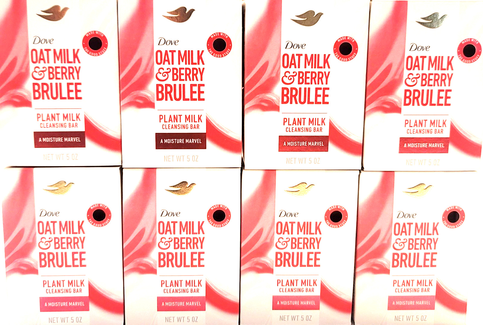 LOT (8) DOVE OAT MILK & BERRY BRULEE PLANT MILK CLEANSING BAR SOAP 5oz
