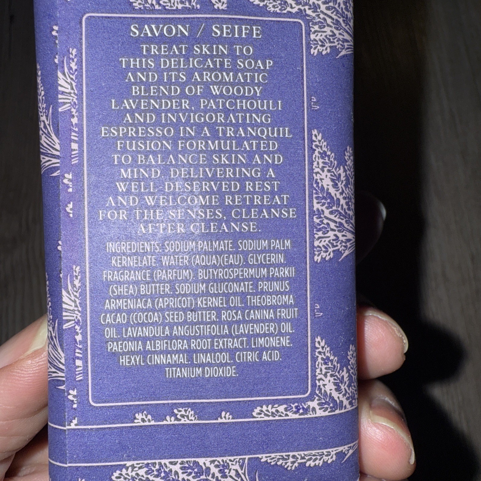 Crabtree & Evelyn Bar Soap 5.5 oz NEW Lavender & Espresso Calming Balance