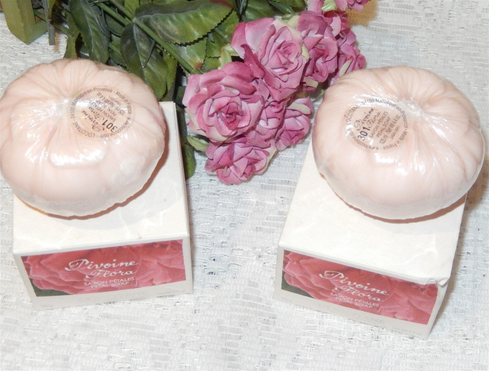 L’OCCITANE LOT OF 2 PEONY (PIVOINE) FLORA PETAL SOAPS NIB