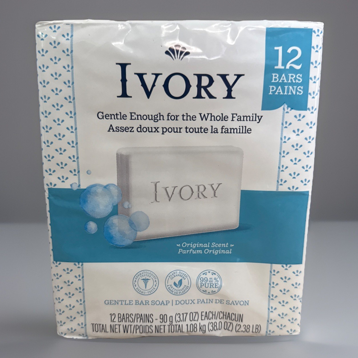 Ivory Gentle Bar Soap Original Scent 12 Bar Multipack Plant-Based 3.17 oz each
