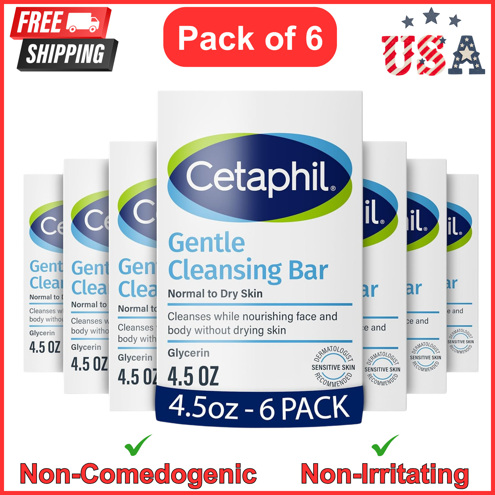 Cetaphil Gentle Cleansing Bar 4.5oz, Nourishing Cleansing Bar For Sensitive Skin