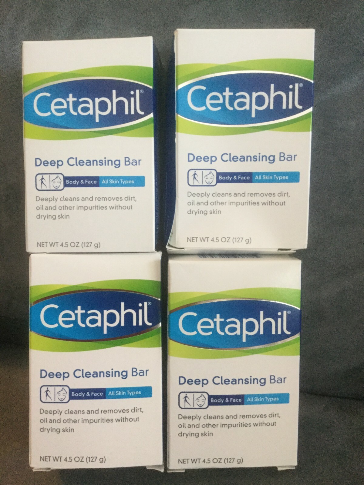 CETAPHIL DEEP CLEANSING BAR BODY & FACE ALL SKIN TYPES 4.5 OZ BAR – LOT OF 4
