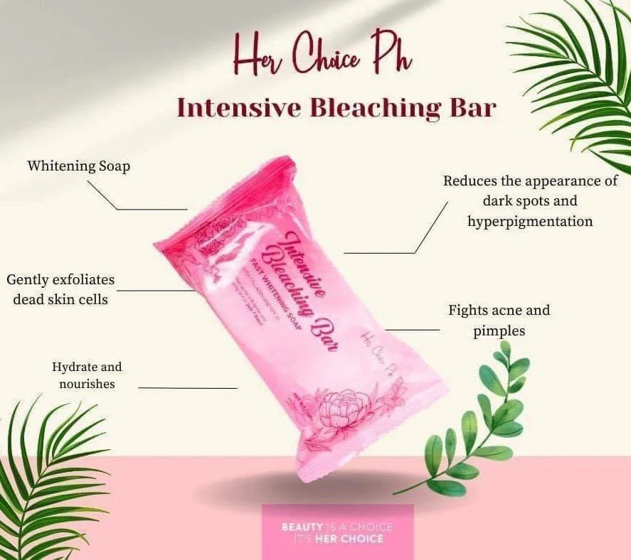 2 bars Her Choice Intensive Bleaching Bar Fast Whitening Soap (120g each)