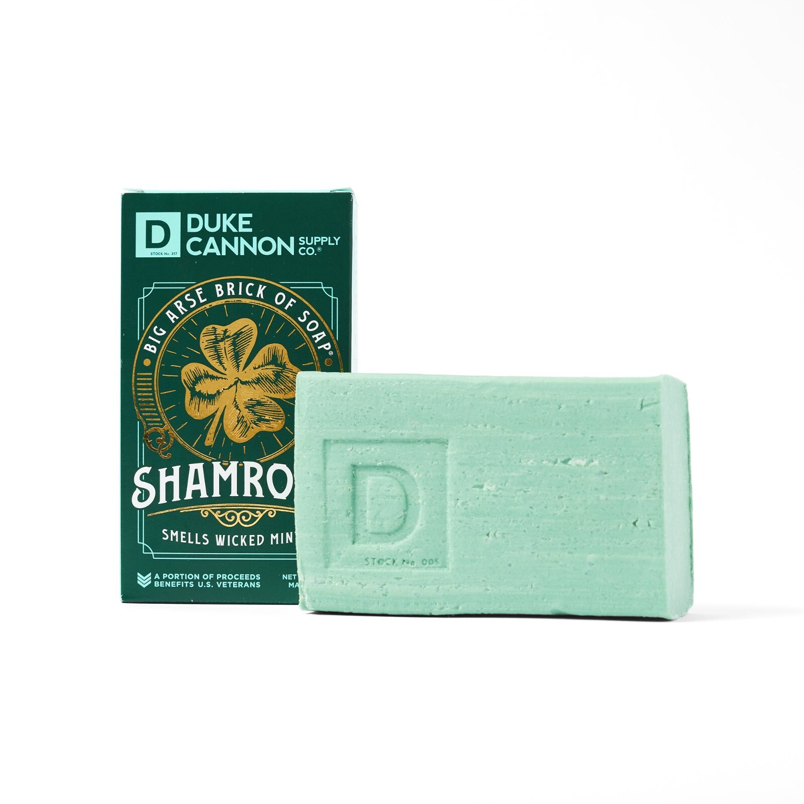 Duke Cannon Shamrock Soap Big Arse Brick of Soap Minty 10 oz Benefits USA Vets