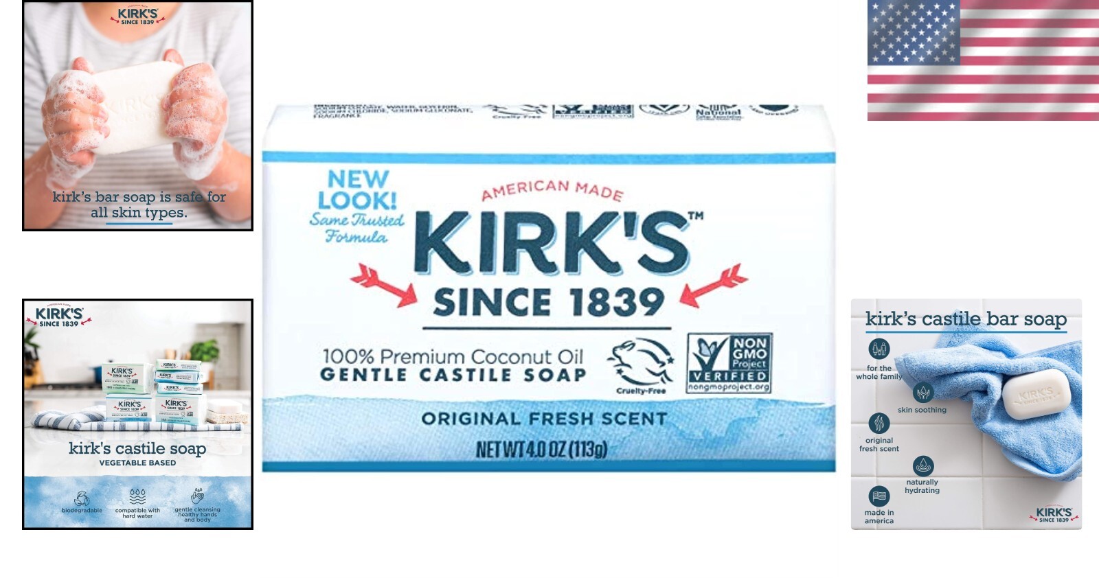 America-Made Coconut Oil Castile Bar Soap – Family-Safe Skincare Essential