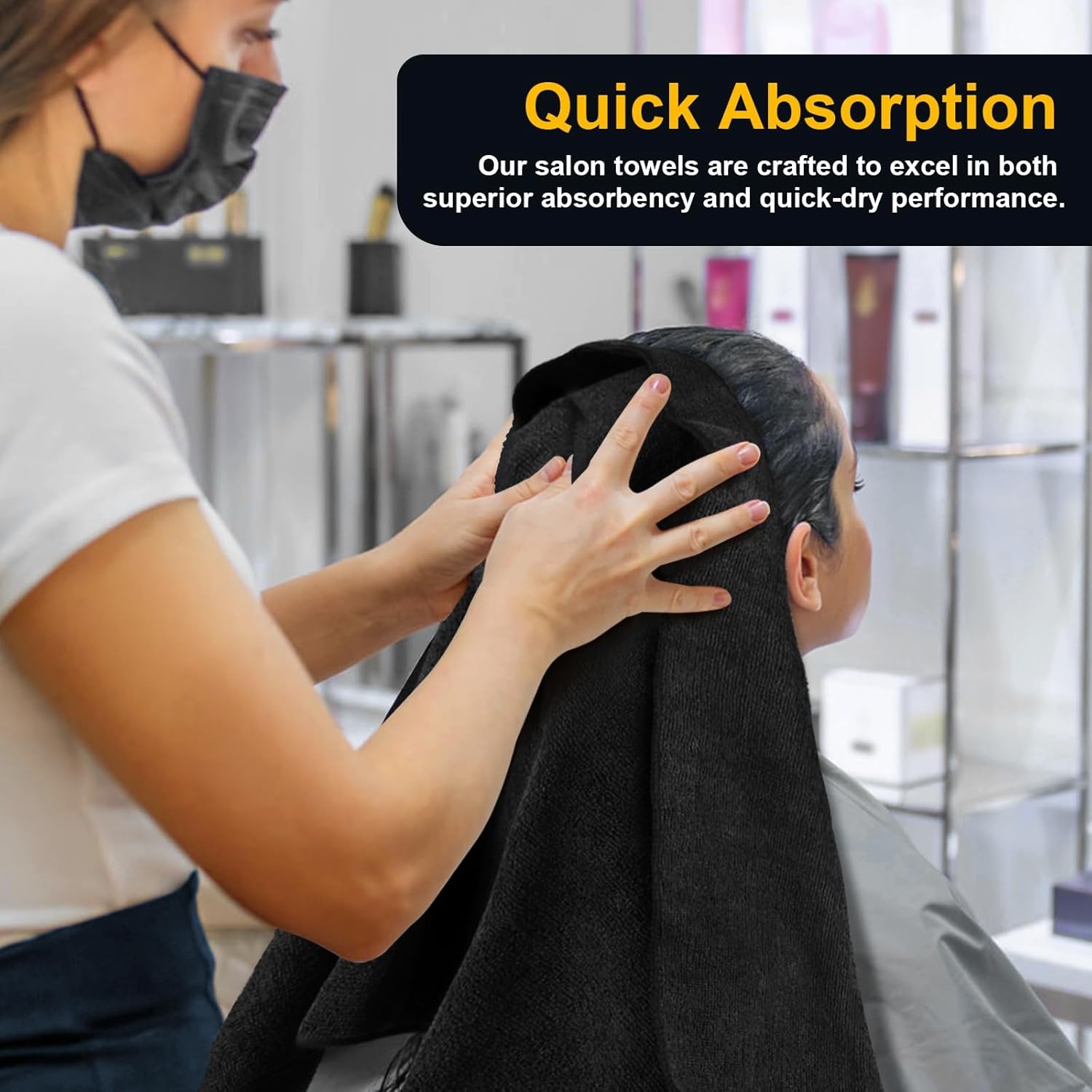 Salon Towels 24 Pack, Microfiber Barber Bulk, (16×29 24PK, Black