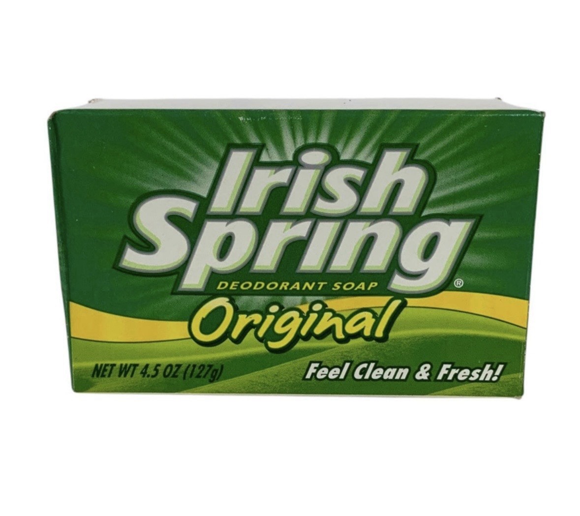 Irish Spring Original Deodorant Soap Bar Feel Clean & Fresh 4.5 oz. Discontinued