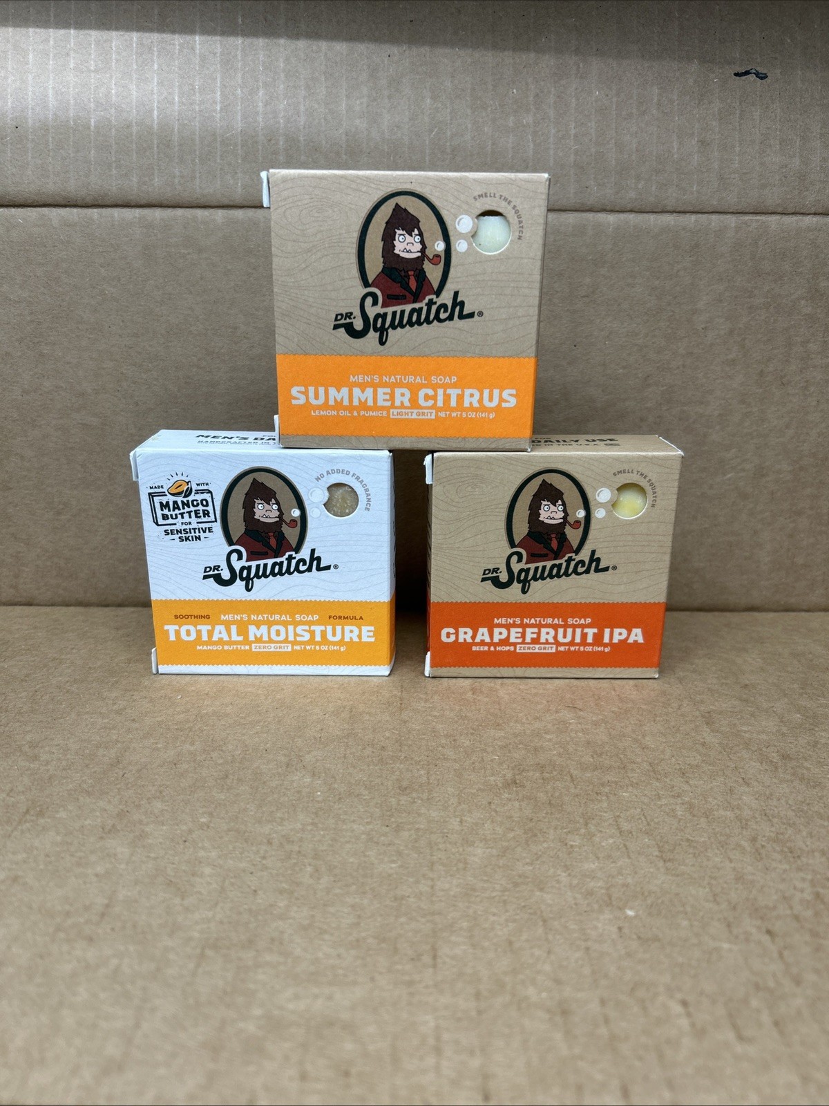 (3)Dr. Squatch Bar Soap summer citrus total moisture grapefruit ipa man natural