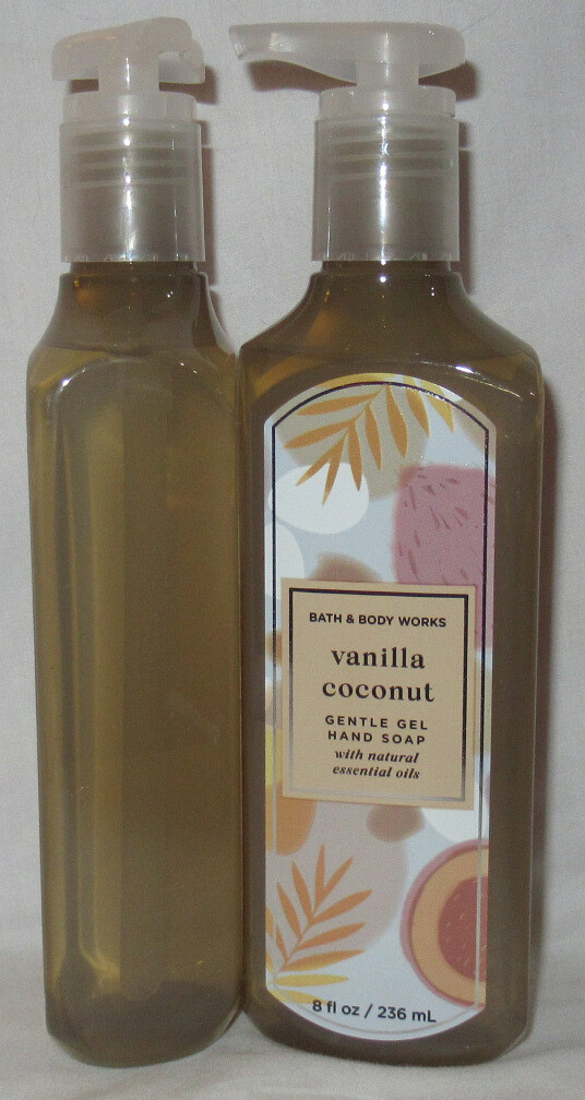 Bath & Body Works Gentle Gel Hand Soap Lot Set of 2 VANILLA COCONUT essen. oils
