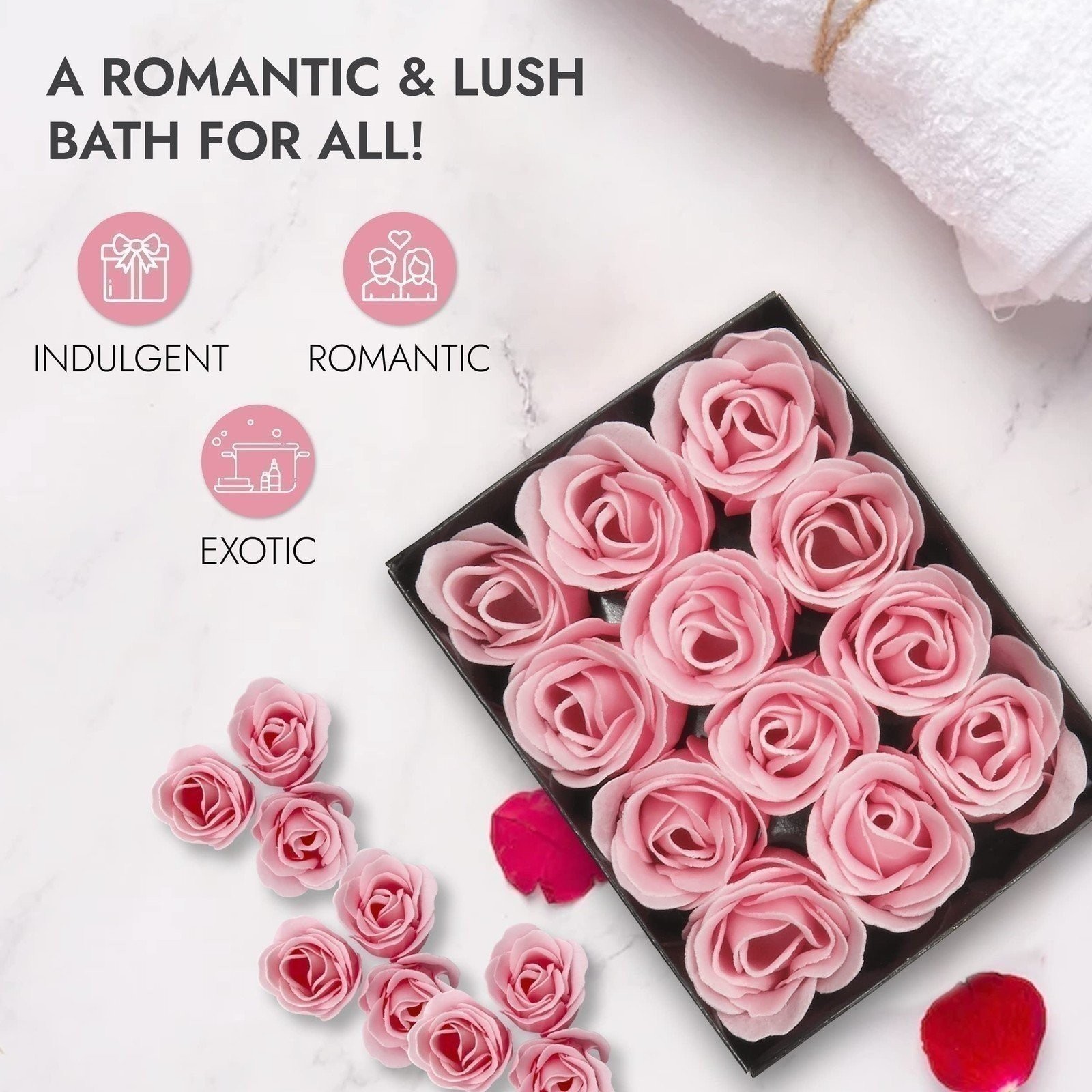 Floral Scented Bath Soap Rose Petals, Pink 12 Count