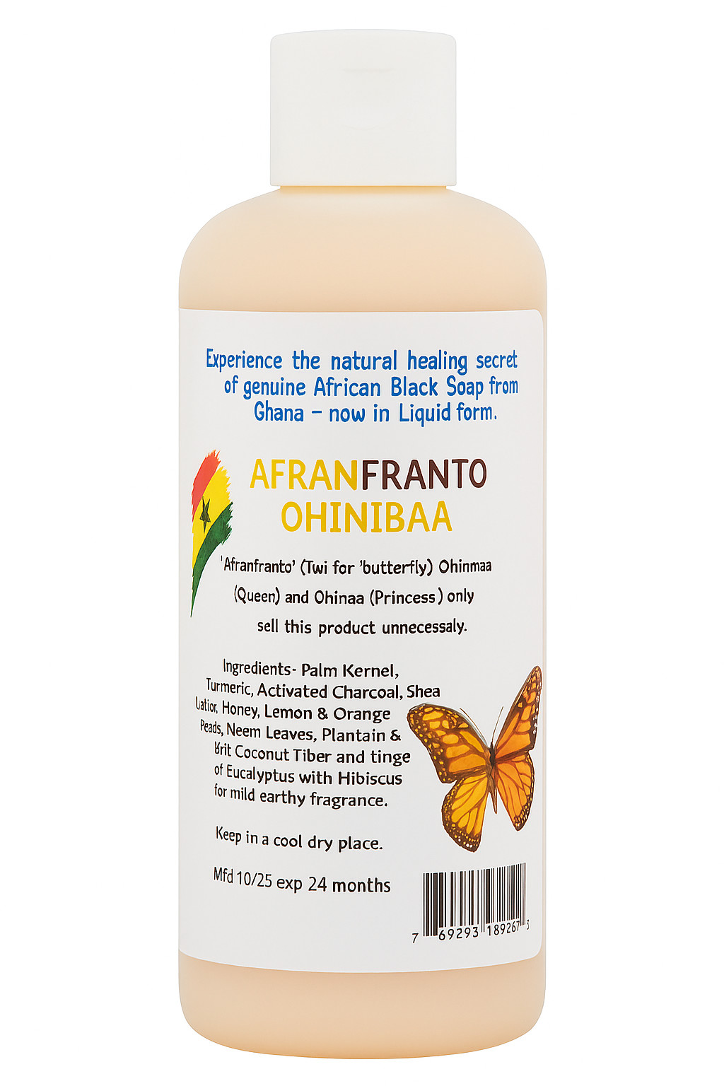 Afranfranto Ohinibaa African Black Liquid Soap Hypoallergenic Natural Face Acne