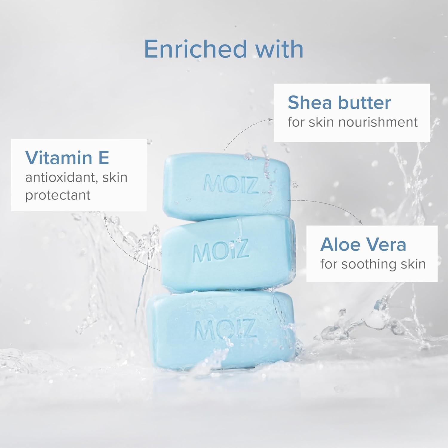 Moiz Syndet Bathing Bar | pH 5.5 | With Shea Butter, Aloe Vera & Vitamin E, 75gm