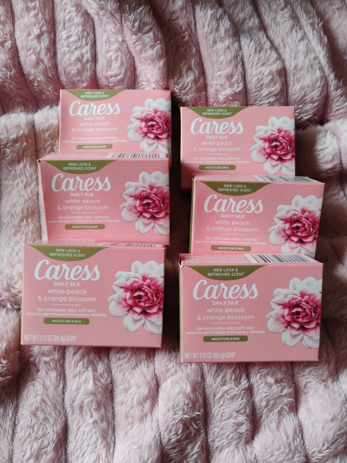 CARESS DAILY SILK BAR SOAP WHITE PEACH & ORANGE BLOSSOMS LOT 6 BARS 3.15 Oz P4