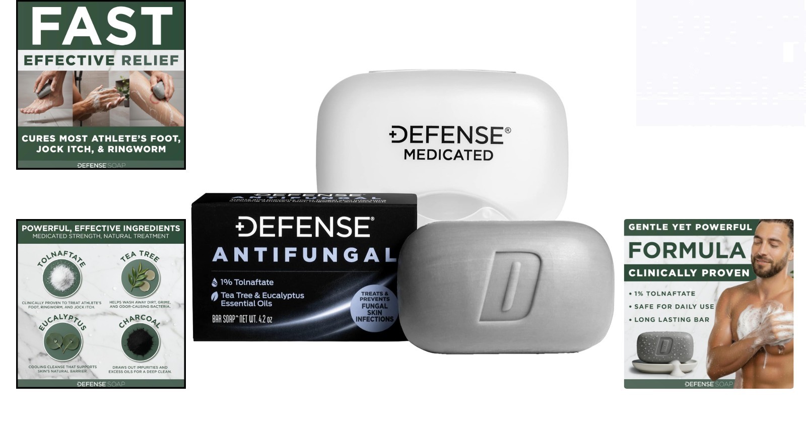 Defense Antifungal Soap Bar 4.2 Oz in Snap-Tight Case – Eucalyptus Fresh