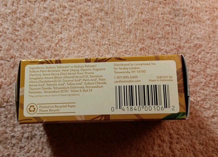 6 Pc Yardley Moisturizing Bath Bar Creamy Coconut/Oatmeal & Almond 4.0 Oz (N1)