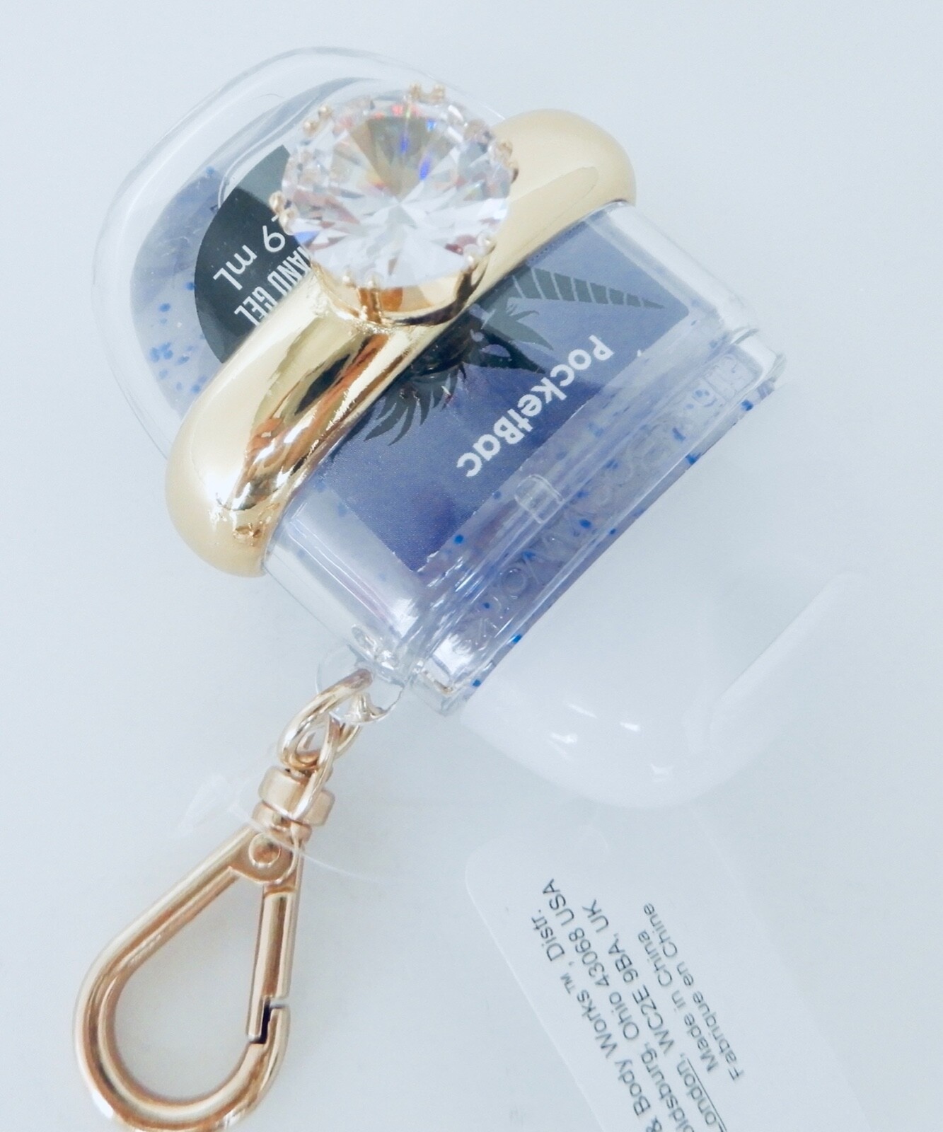 BATH & BODY WORKS CLEAR GOLD DIAMOND ENGAGEMENT RING POCKET |BAC GEL HOLDER NEW!