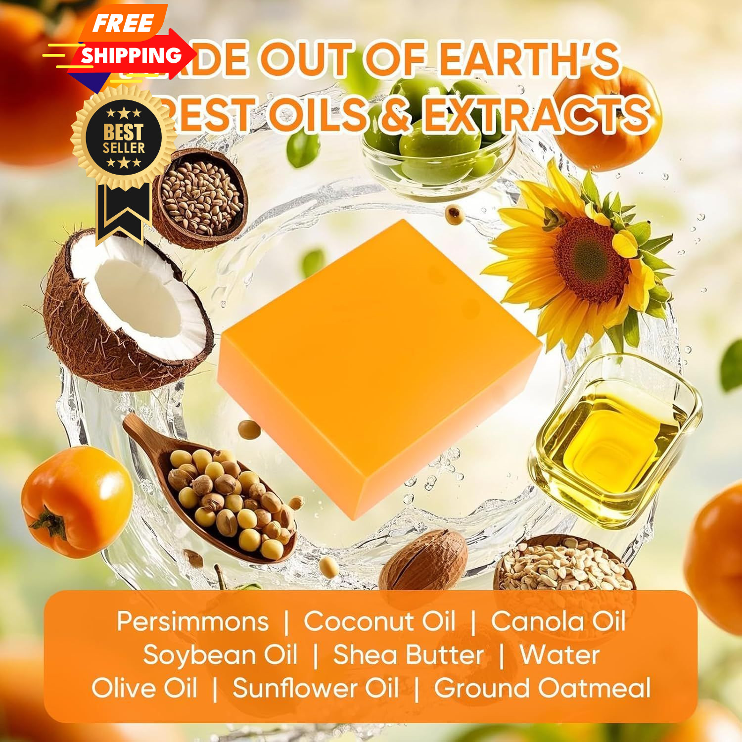 GPP Persimmon Soap Bar for Body Odor Control – 3 PCS 3.53 Ounce (Pack of 3)